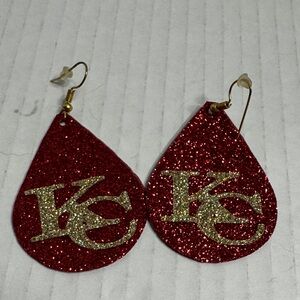Kansas City Chiefs Red and Gold Glitter Earings